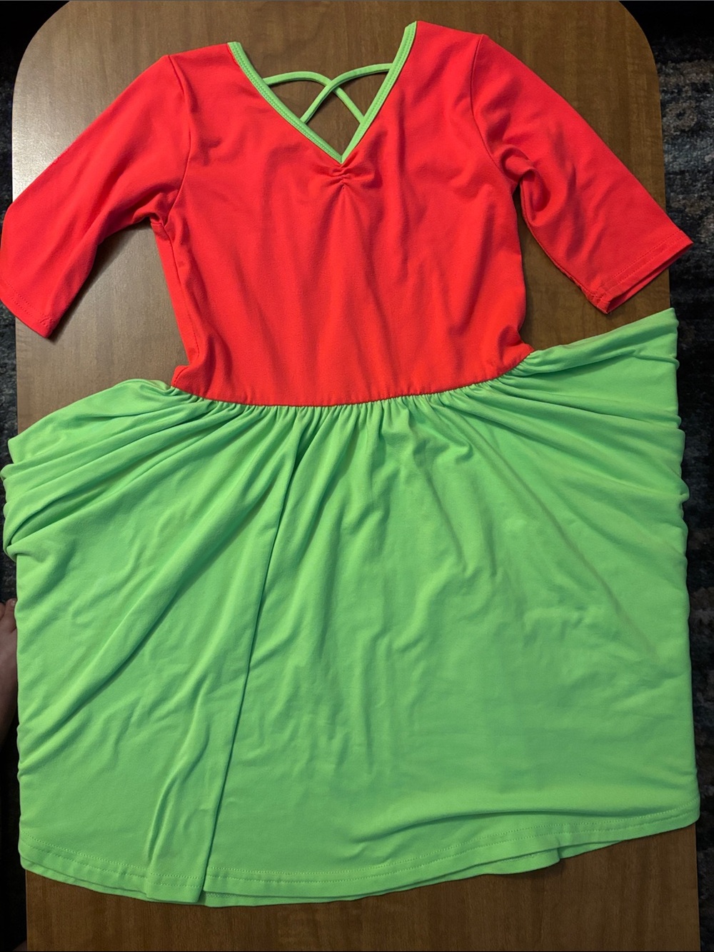 Dot Dot Smile Red and Lime Green Kids Dance Dress